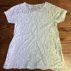 Madewell Meadowlace Tee Extra Small XS Pearl White Ivory Floral Lace Top